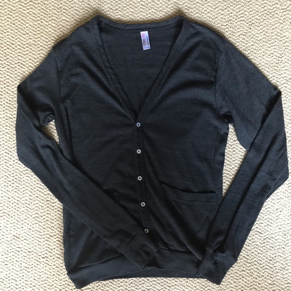 American Apparel Heather Black Cardigan Small